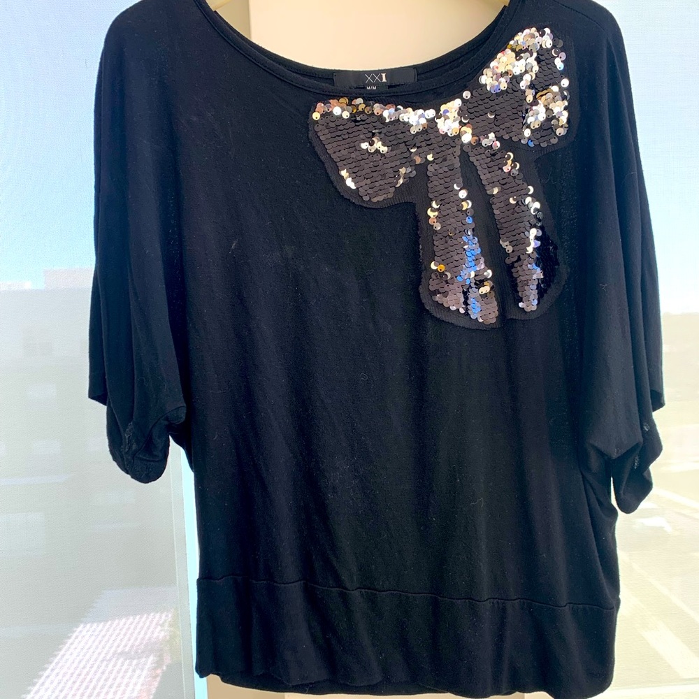 Black Top with Sequins design